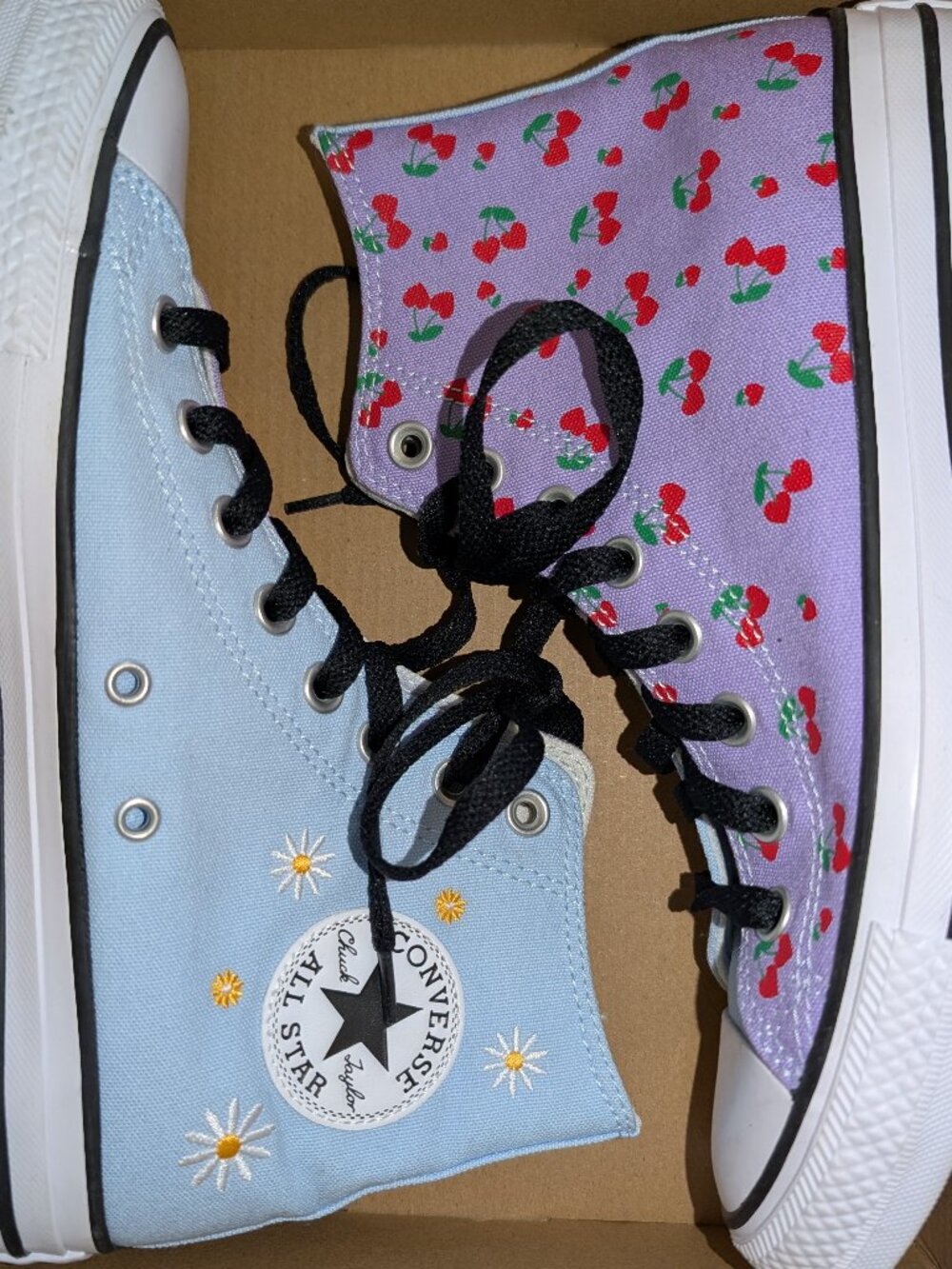 Converse Chuck Taylor High Top Floral and Cherry Sneakers M/6.5 - W/8.5